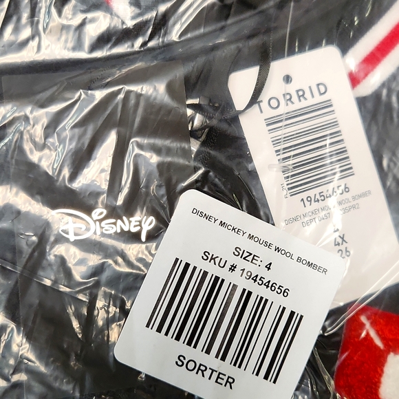 ❤️NWT VINTAGE TORRID BOMBER WOOL JACKET - MICKEY MOUSE ON FRONT & BACK PLUS SIZE - Picture 11 of 16